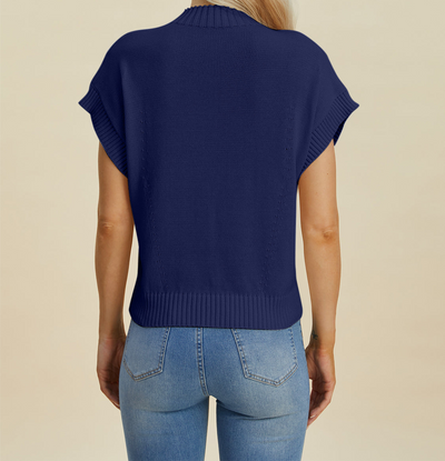 Online Exclusive: Double Take Full Size Mock Neck Short Sleeve Sweater