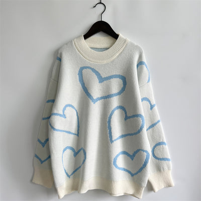 Online Exclusive: Heart Pattern Long Sleeve Sweater