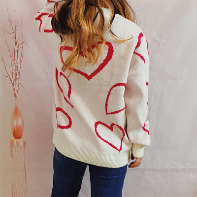 Online Exclusive: Heart Pattern Long Sleeve Sweater