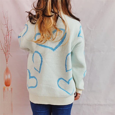 Online Exclusive: Heart Pattern Long Sleeve Sweater