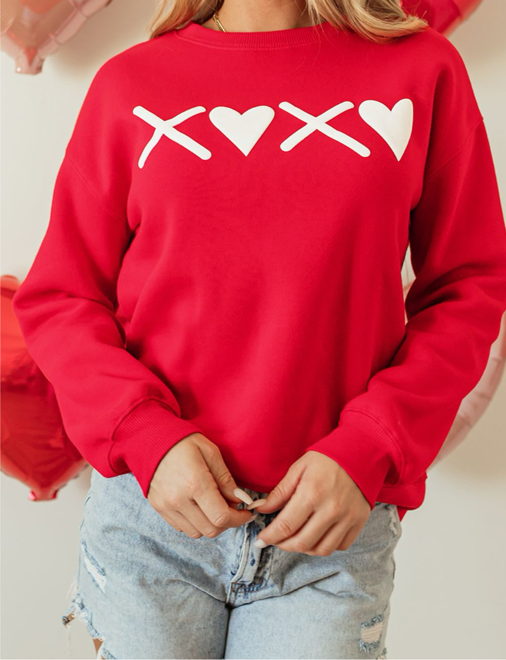 Online Exclusive: Valentine’s Day XOXO Round Neck Drop Shoulder Sweatshirt