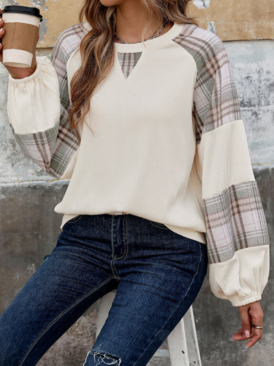 Online Exclusive: Plaid Round Neck Long Sleeve