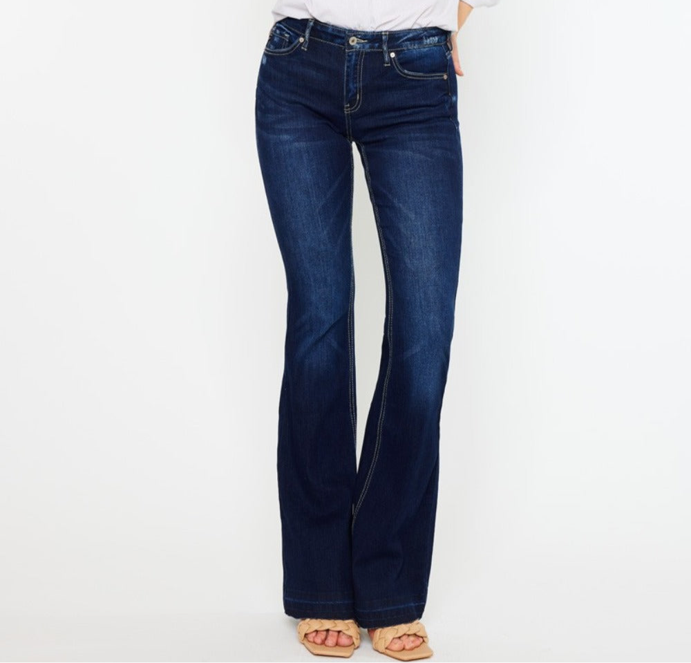 Online Exclusive: Kancan Mid Rise Slim Flare Jeans