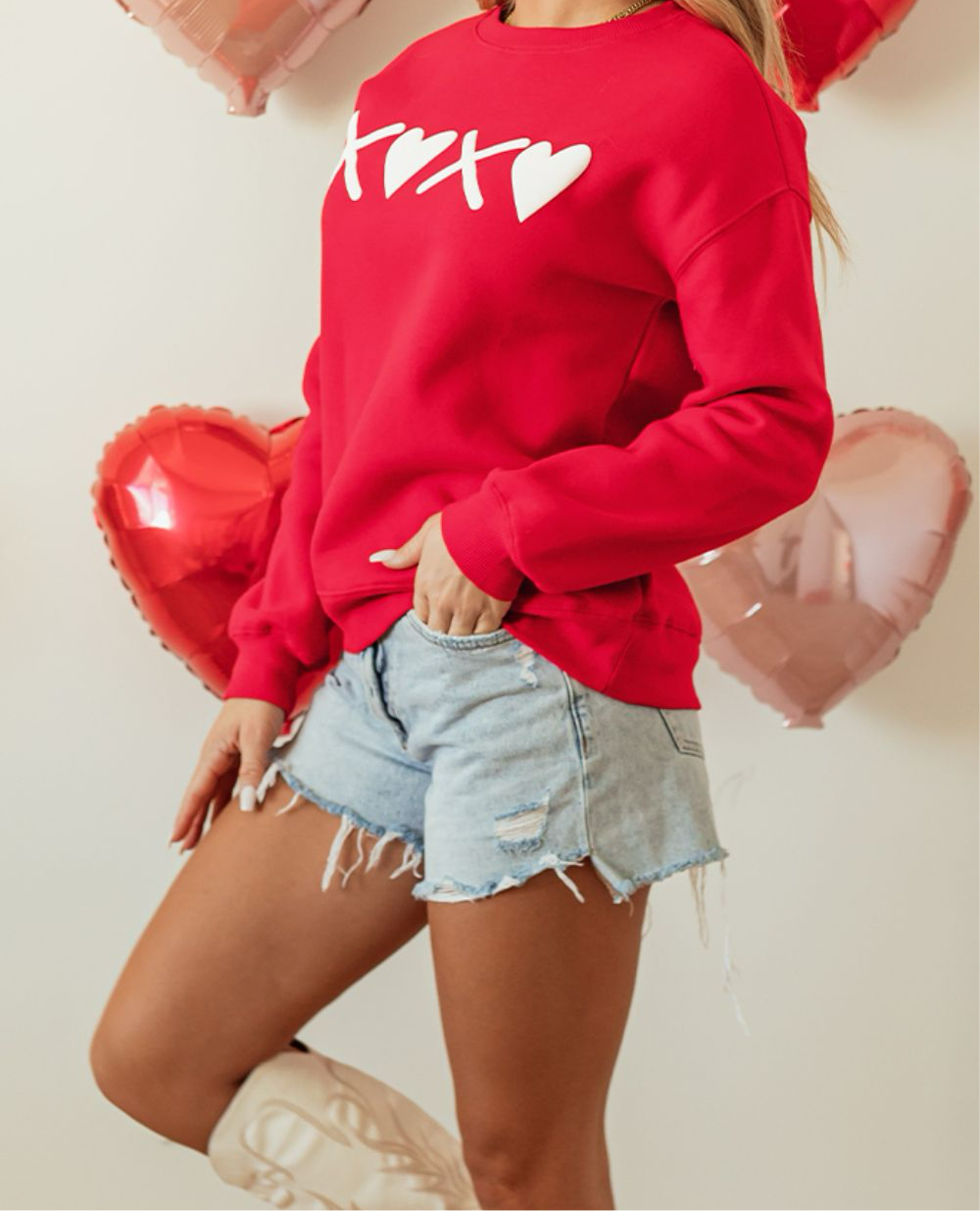 Online Exclusive: Valentine’s Day XOXO Round Neck Drop Shoulder Sweatshirt