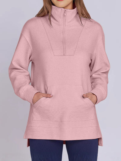 Online Exclusive: High-Low Quarter Zip Long Sleeve Sweatshirt