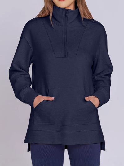 Online Exclusive: High-Low Quarter Zip Long Sleeve Sweatshirt