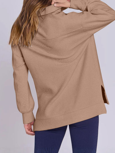 Online Exclusive: High-Low Quarter Zip Long Sleeve Sweatshirt