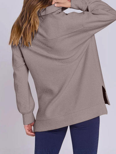 Online Exclusive: High-Low Quarter Zip Long Sleeve Sweatshirt