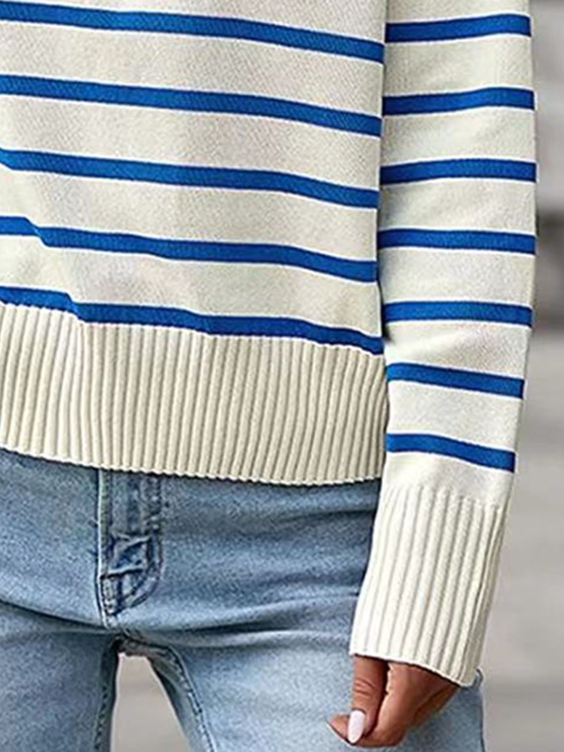 Online Exclusive: Striped Collared Neck Knit Top