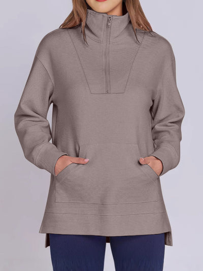 Online Exclusive: High-Low Quarter Zip Long Sleeve Sweatshirt