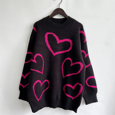 Online Exclusive: Heart Pattern Long Sleeve Sweater