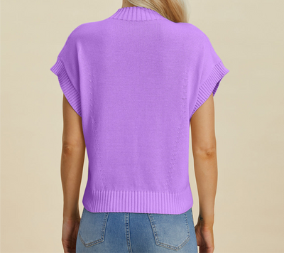 Online Exclusive: Double Take Full Size Mock Neck Short Sleeve Sweater