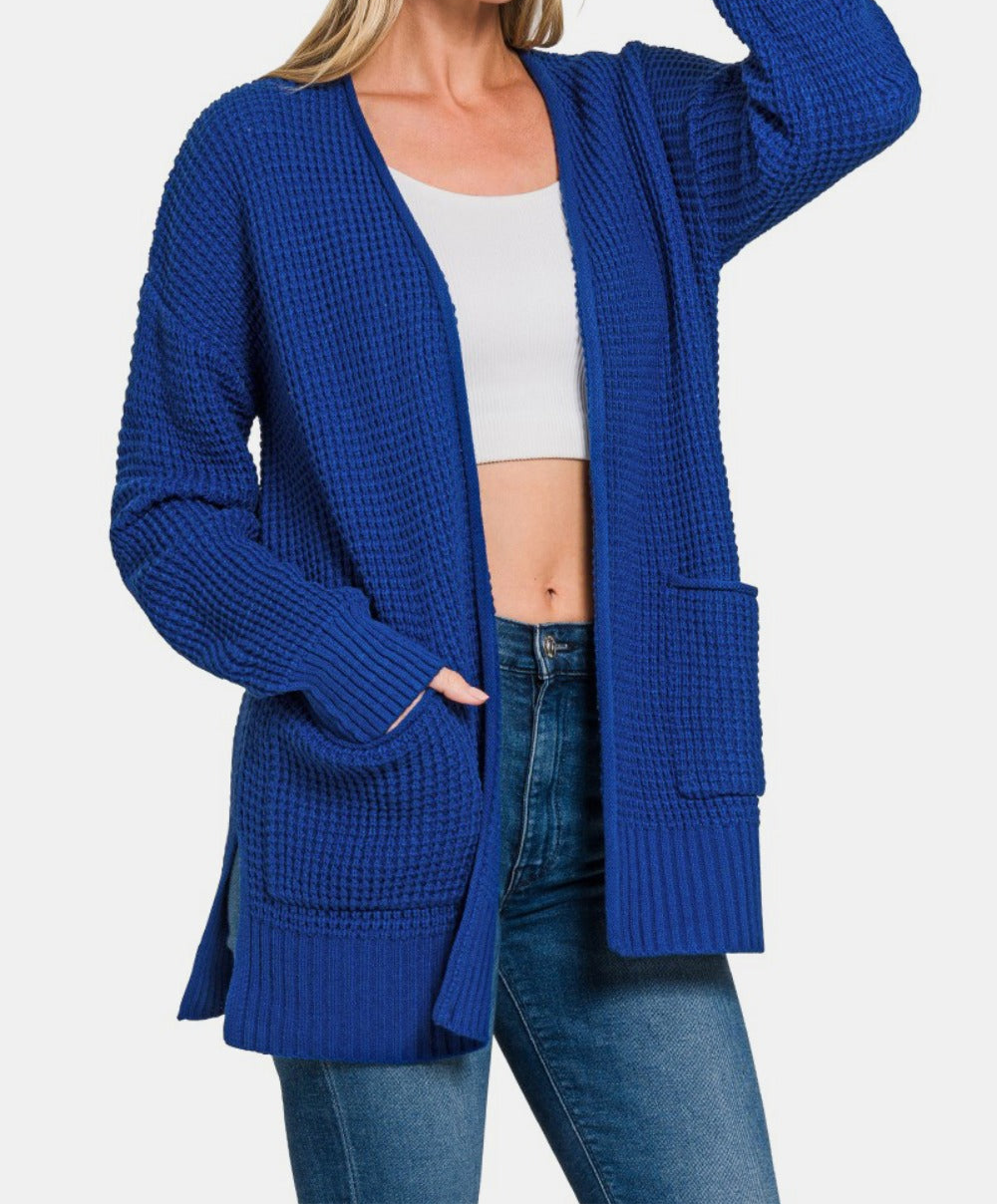 Online Exclusive: Waffle Open Front Sweater Cardigan