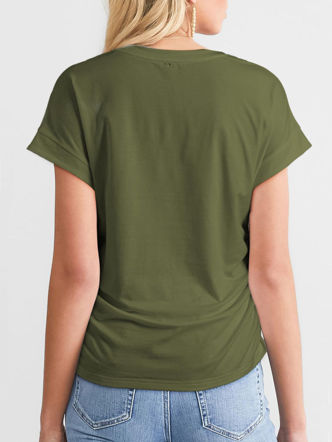 Online Exclusive: Ruched Round Neck Short Sleeve T-Shirt