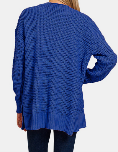 Online Exclusive: Waffle Open Front Sweater Cardigan