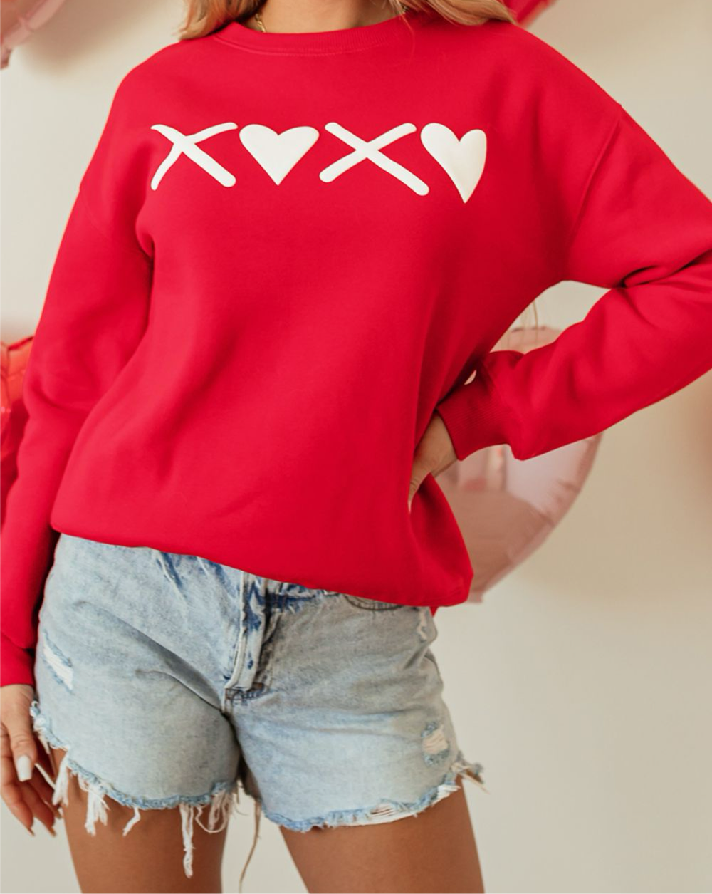 Online Exclusive: Valentine’s Day XOXO Round Neck Drop Shoulder Sweatshirt