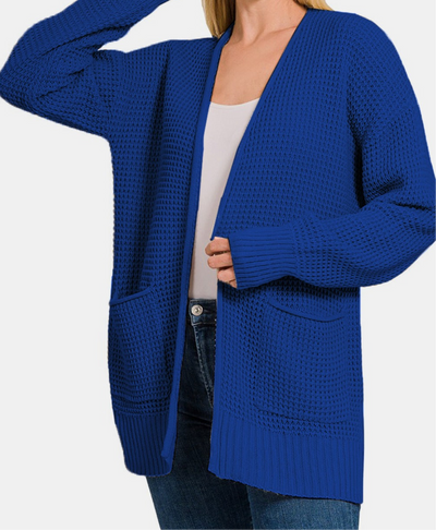 Online Exclusive: Waffle Open Front Sweater Cardigan