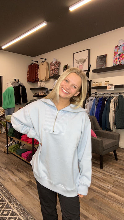 Sky Blue Quarter Zip Pullover