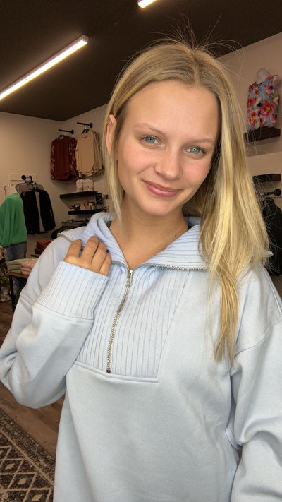 Sky Blue Quarter Zip Pullover