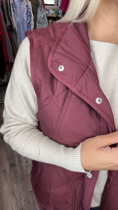 Collar Button Down Quilted Thin Padded Vest