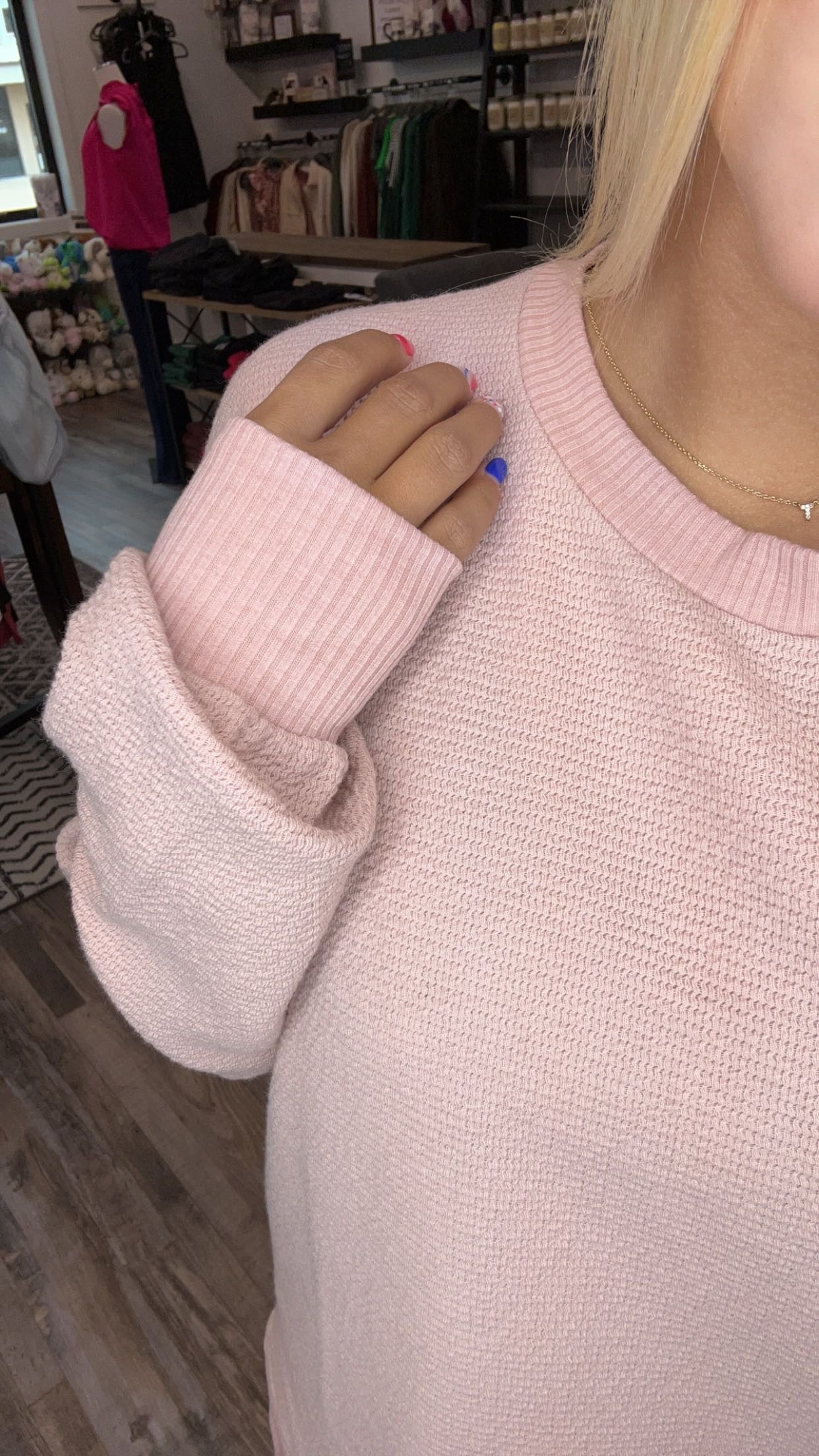 Two-Tone Textured Terry Knit Top