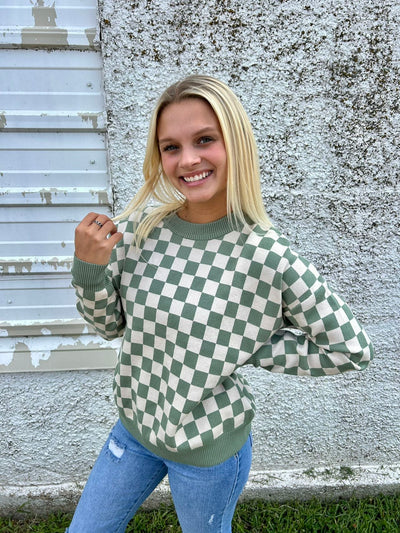 Checkered Knit Sweater