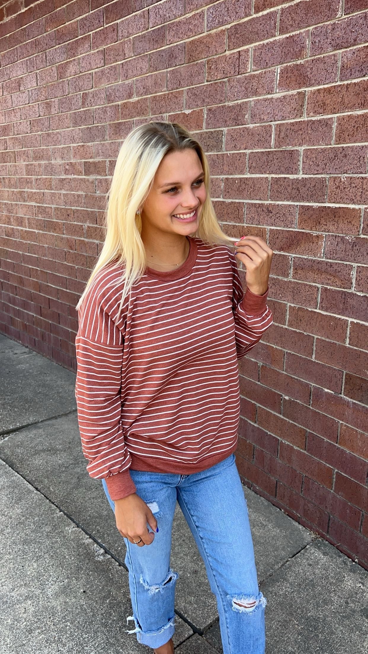 Rust Striped Super Soft Knit