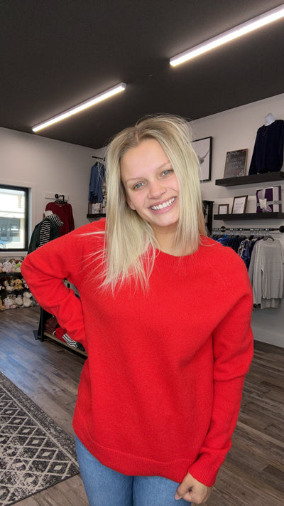 Red Basic Pullover Sweater