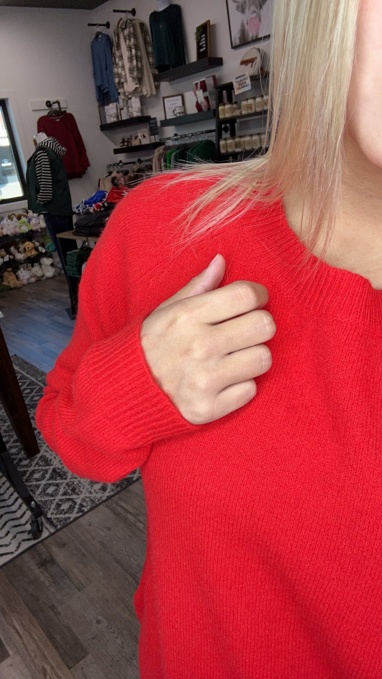 Red Basic Pullover Sweater