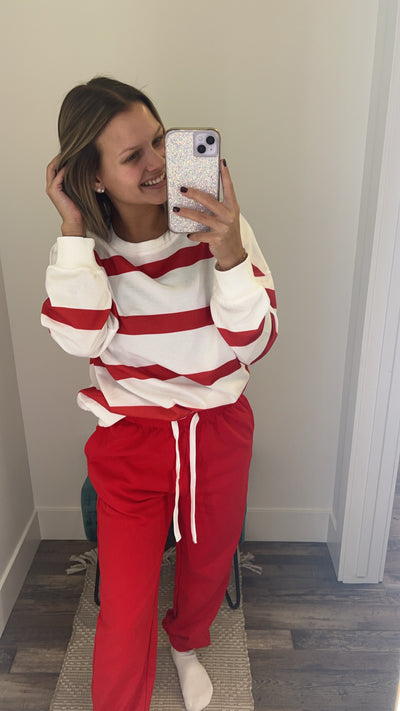 Cozy Striped Pullover & Jogger Pant Set