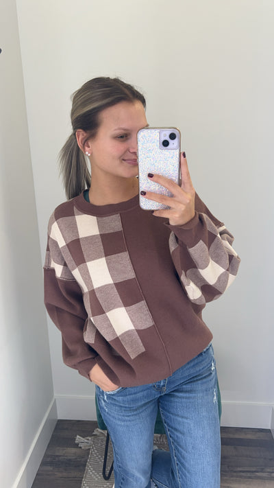 Mocha Checkered Sweater