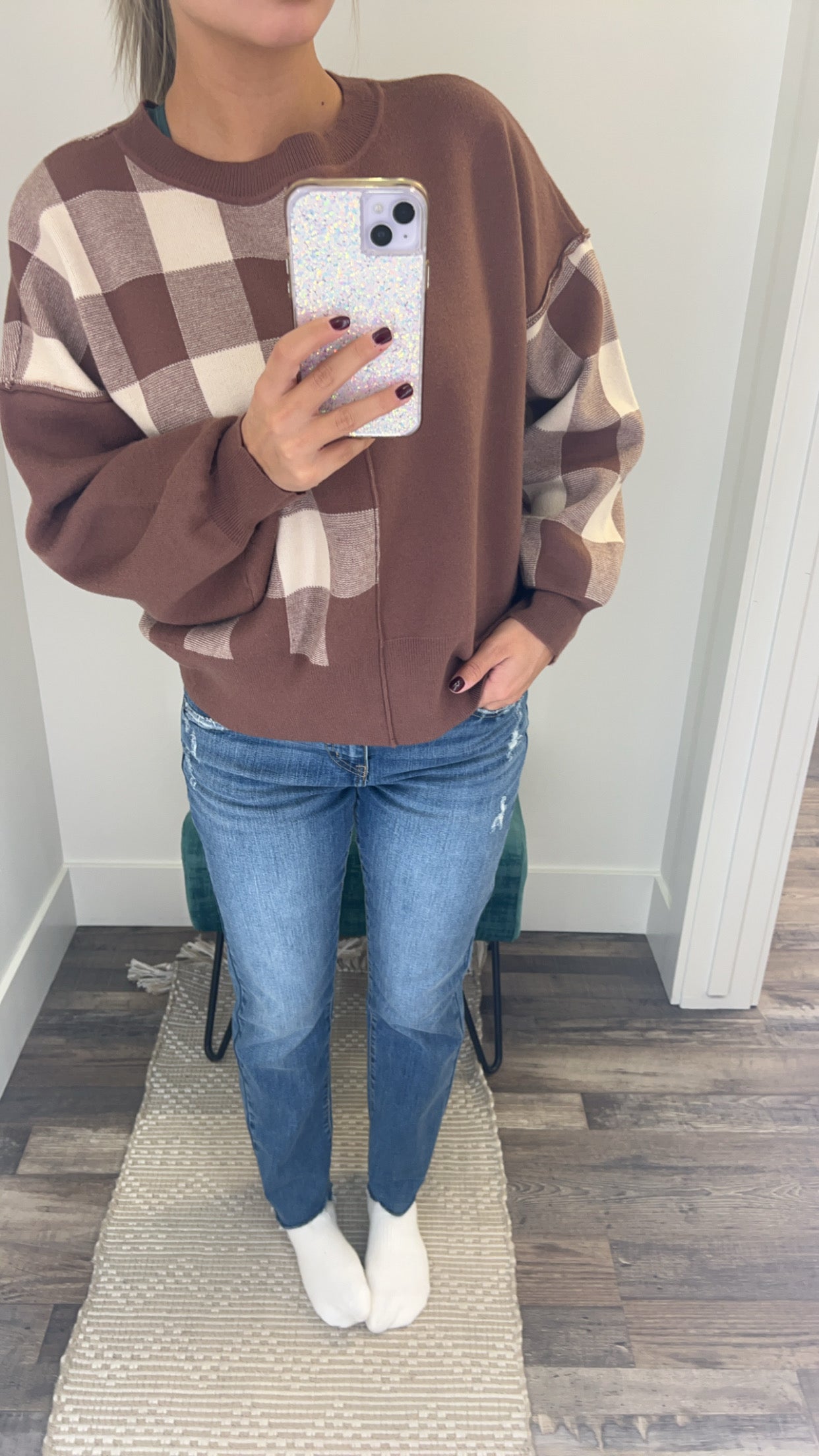 Mocha Checkered Sweater