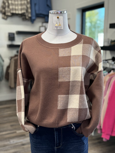 Mocha Checkered Sweater