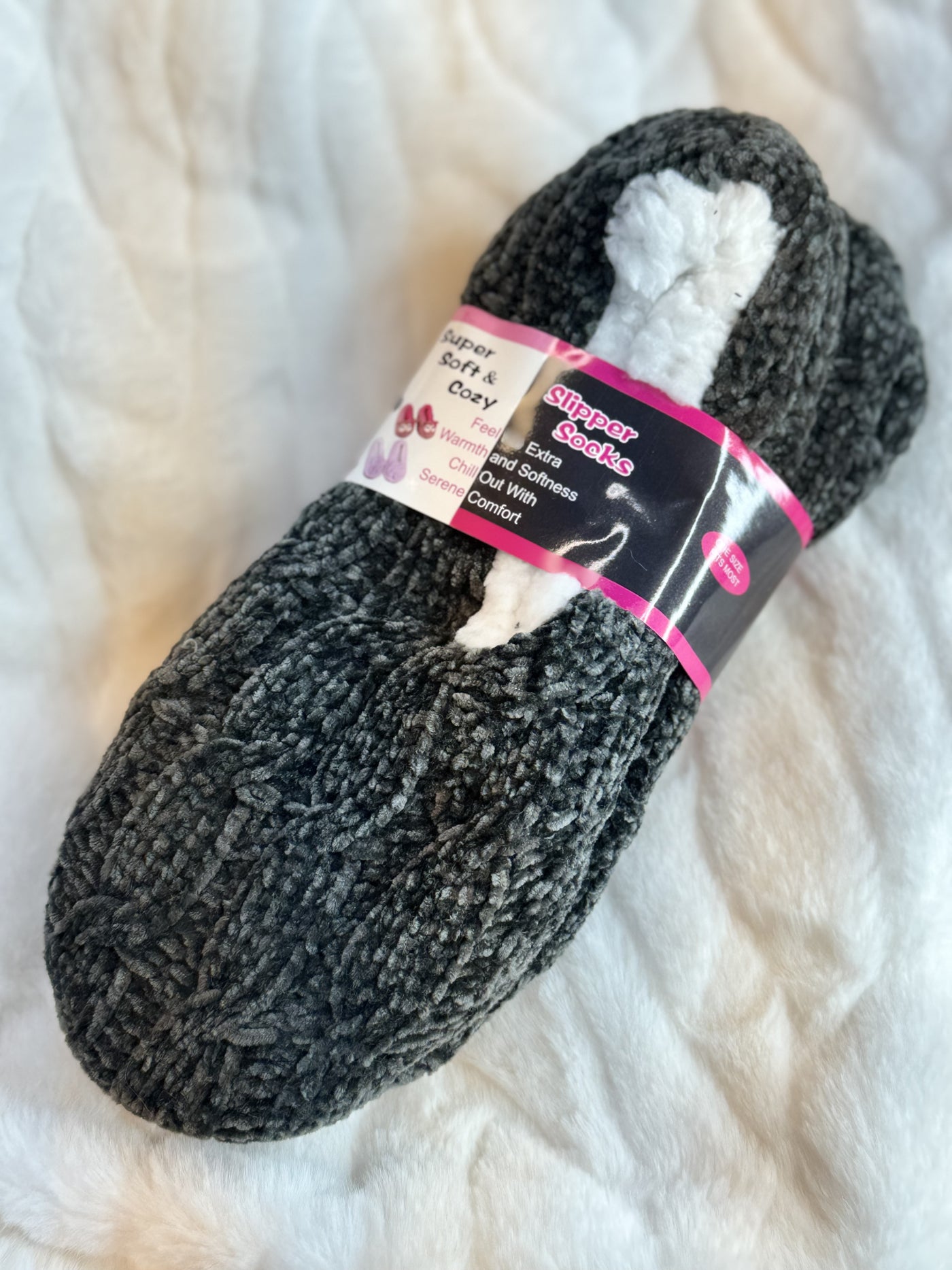 Cable Knitted Fuzzy Fleece Lounge Slipper Socks