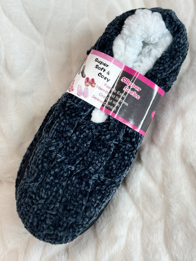 Cable Knitted Fuzzy Fleece Lounge Slipper Socks