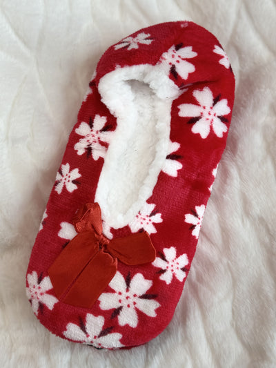 Cherry Blossom Floral Fleece Slipper Socks