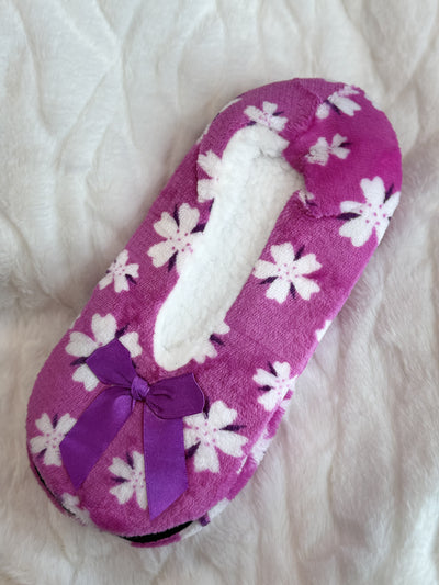 Cherry Blossom Floral Fleece Slipper Socks