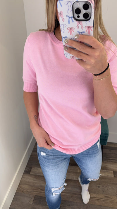 Short Sleeve Basic Knit Sweater Top