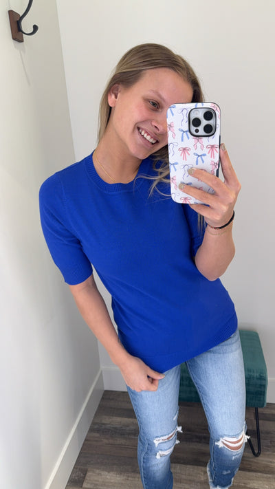 Short Sleeve Basic Knit Sweater Top