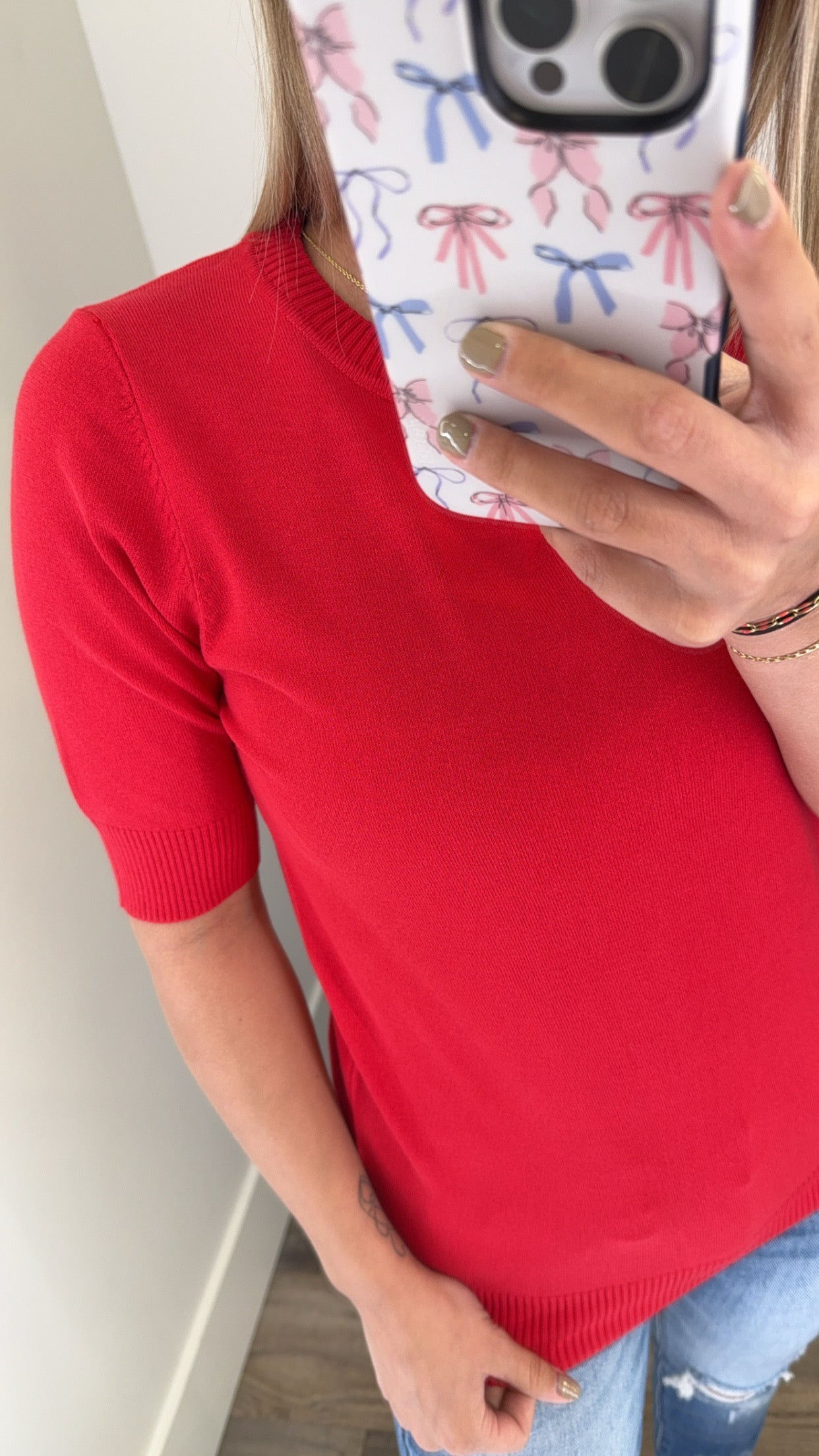 Short Sleeve Basic Knit Sweater Top