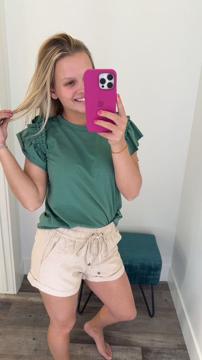 Mid Rise Linen Shorts
