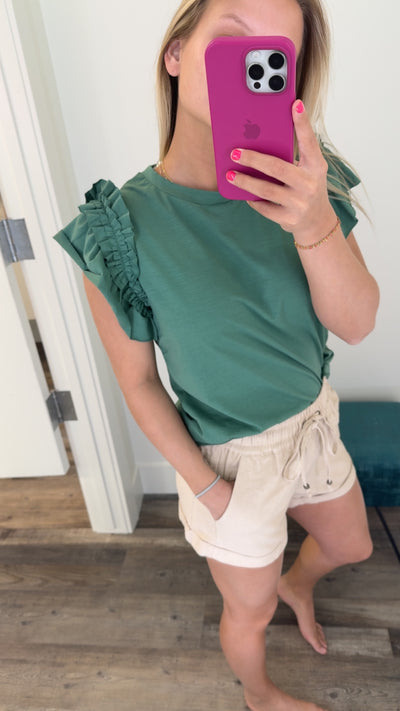 Short Sleeve Top w/ Ruffle Detailed
