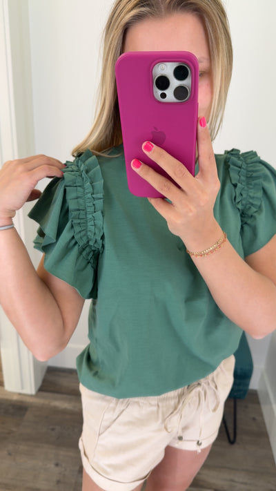 Short Sleeve Top w/ Ruffle Detailed