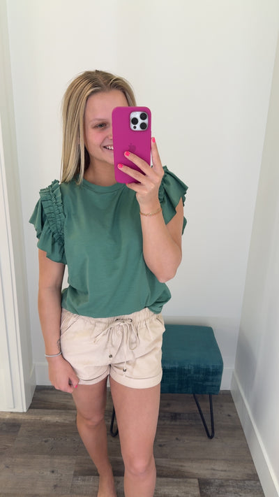 Short Sleeve Top w/ Ruffle Detailed