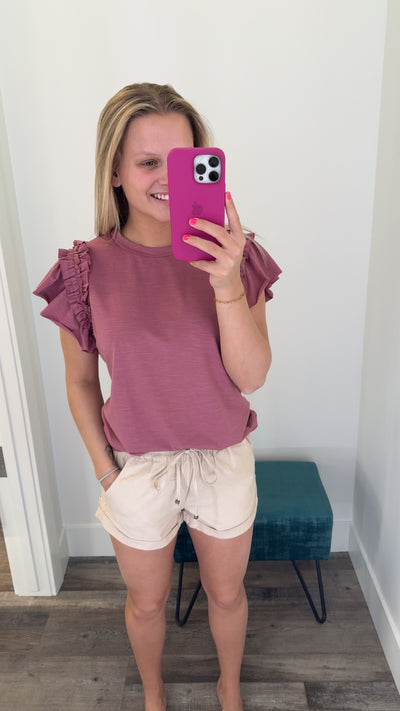 Short Sleeve Top w/ Ruffle Detailed