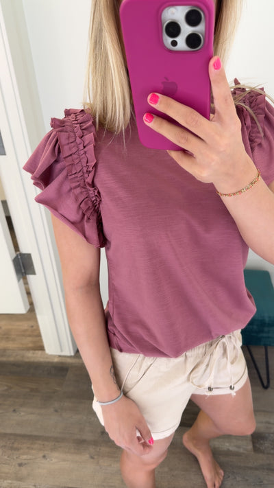 Short Sleeve Top w/ Ruffle Detailed