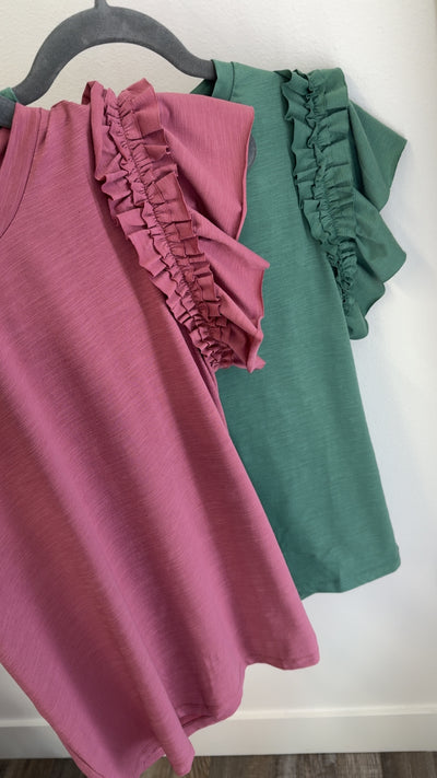 Short Sleeve Top w/ Ruffle Detailed