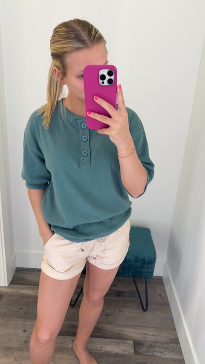 Half Sleeve Button Detail Top