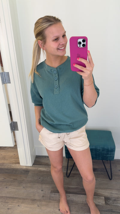 Half Sleeve Button Detail Top