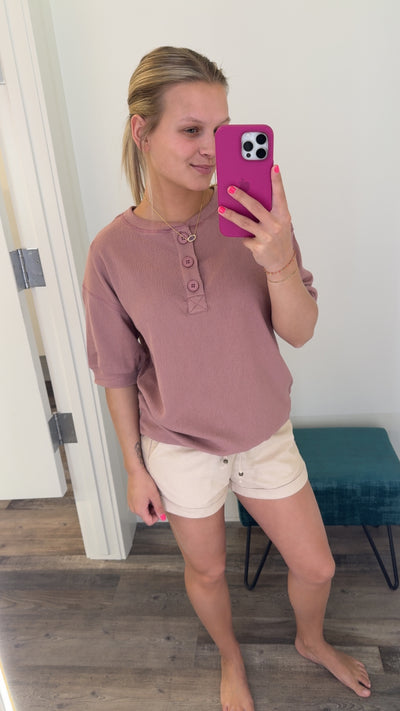 Half Sleeve Button Detail Top